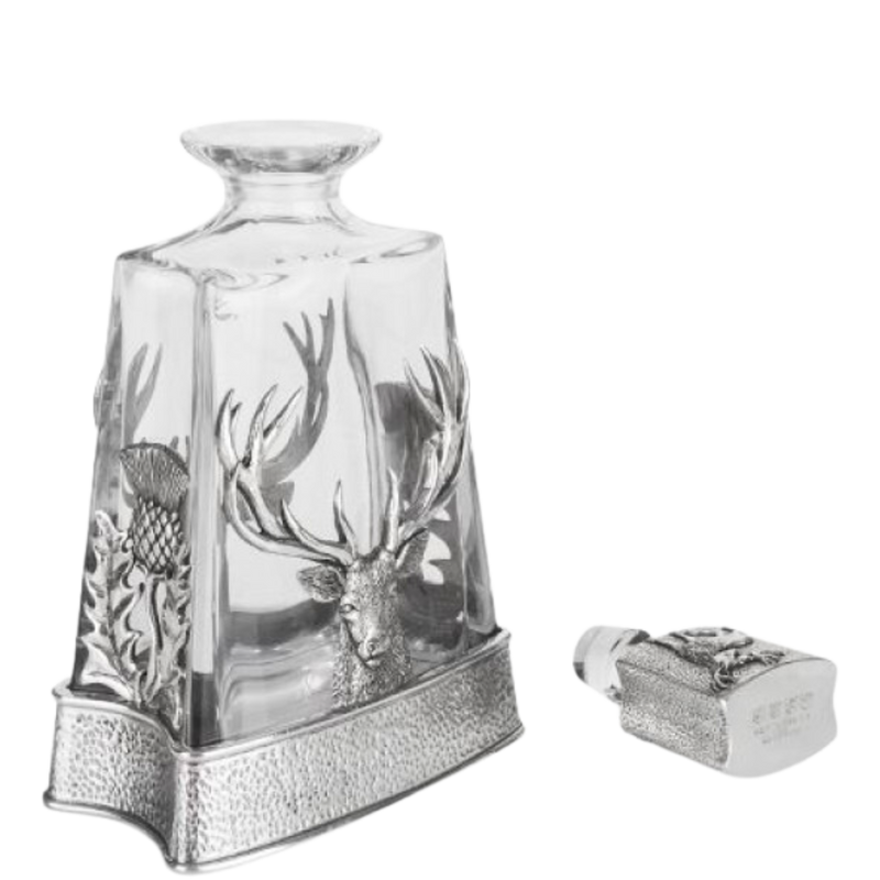 Stag Pewter and Glass Whisky Decanter